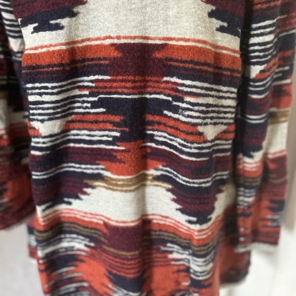 Lucky Brand Aztec Cardigan sweater waterfall style open front size L - Picture 8 of 15
